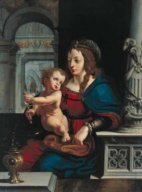  Madonna and Child againt the renaissance background